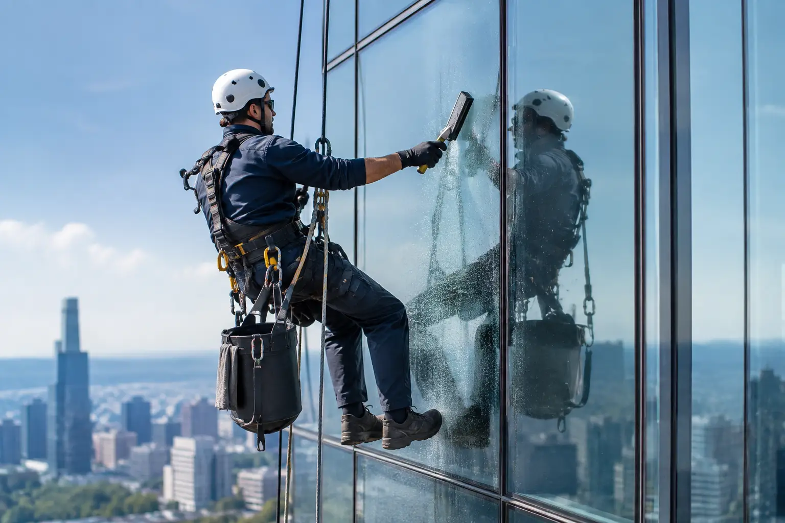 Lavori su fune per vetri e facciate difficili